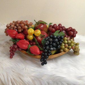 Antique Handmade Maple Wooden Primitive Original Dough Bowl with Vintage MCM Pla